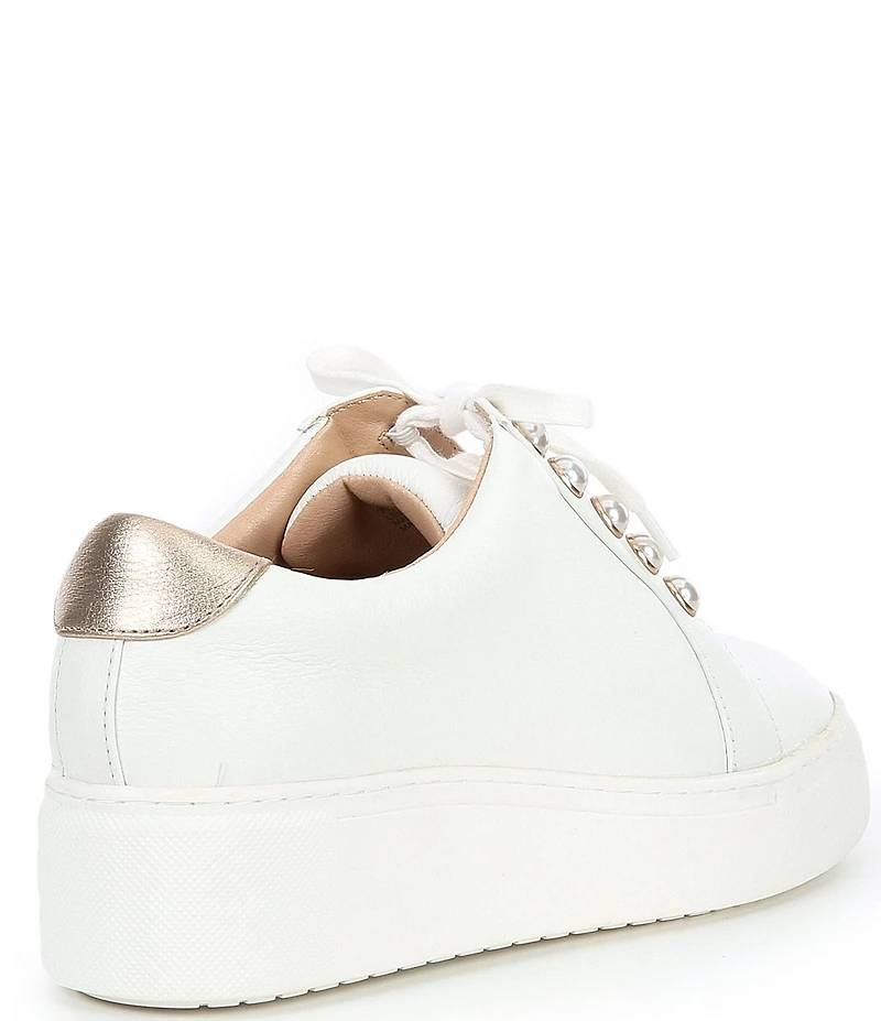 Alex Marie Wrenna Pearl Stud Embellished Leather Platform Sneakers