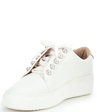 Alex Marie Wrenna Pearl Stud Embellished Leather Platform Sneakers