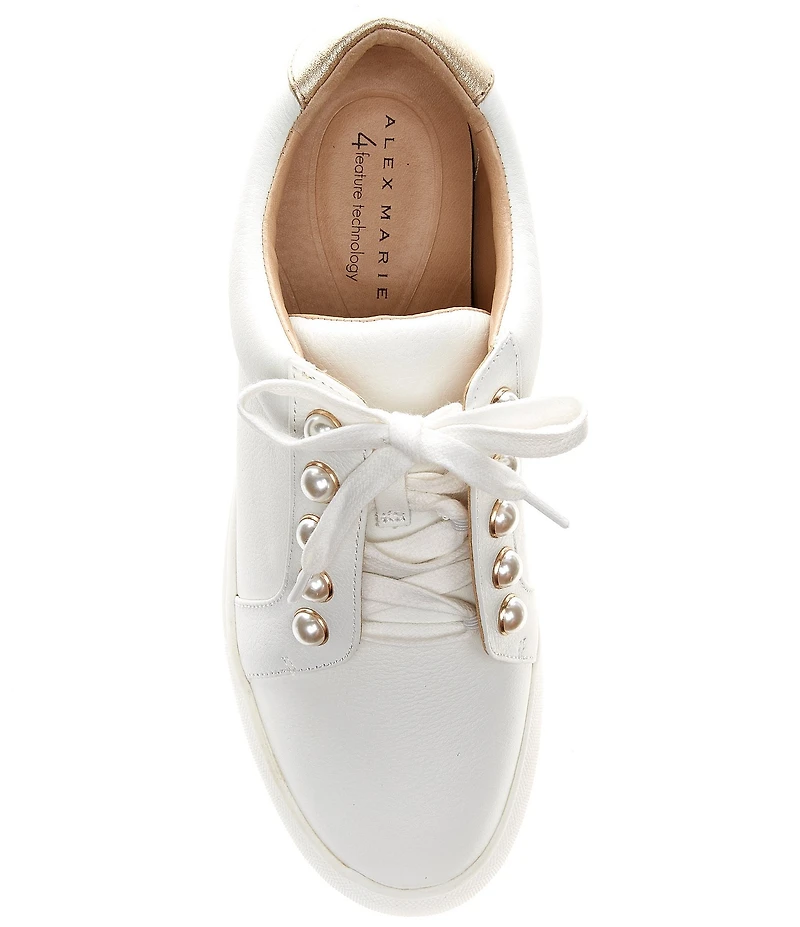 Alex Marie Wrenna Pearl Stud Embellished Leather Platform Sneakers