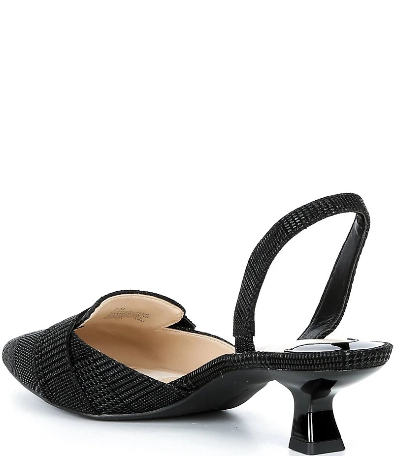 Alex Marie Zell Houndstooth Leather Buckle Ornament Slingback Pumps