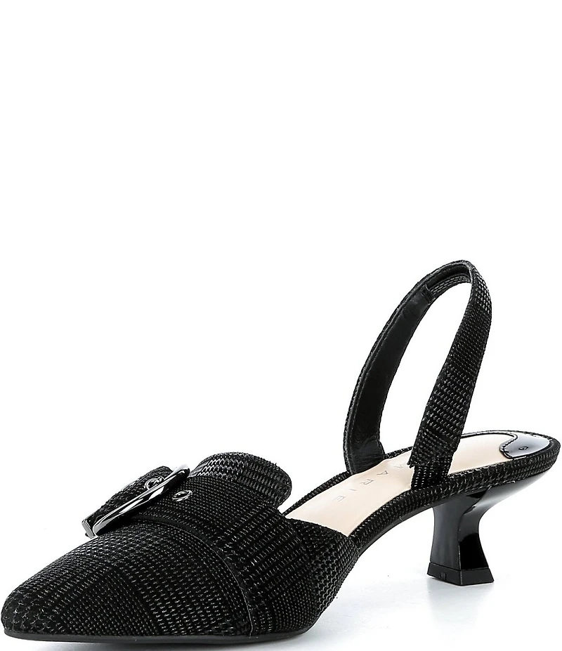 Alex Marie Zell Houndstooth Leather Buckle Ornament Slingback Pumps