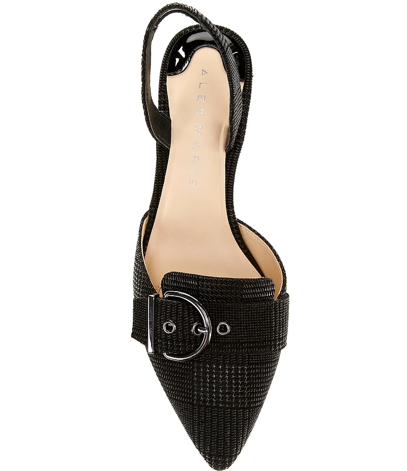Alex Marie Zell Houndstooth Leather Buckle Ornament Slingback Pumps
