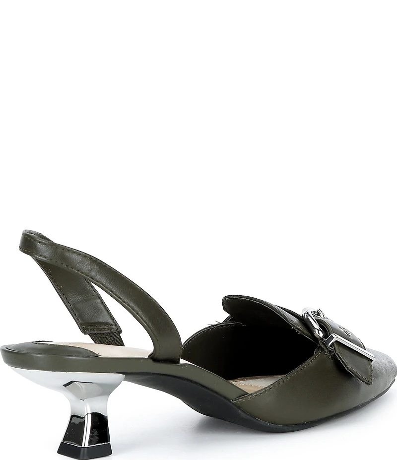 Alex Marie Zell Leather Buckle Ornament Slingback Pumps