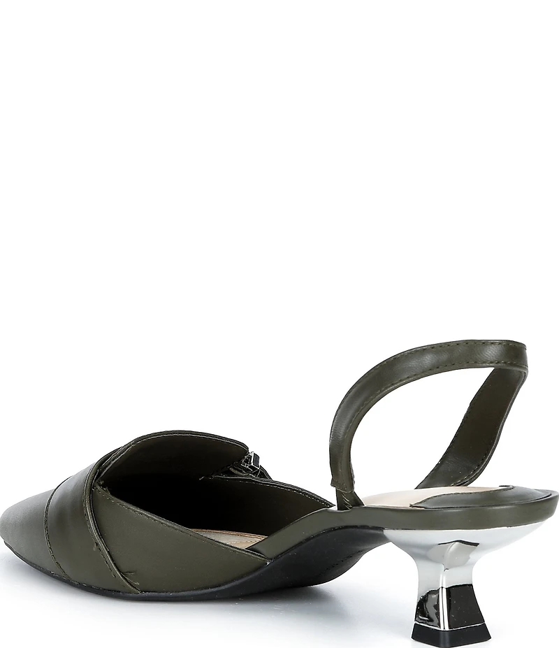 Alex Marie Zell Leather Buckle Ornament Slingback Pumps