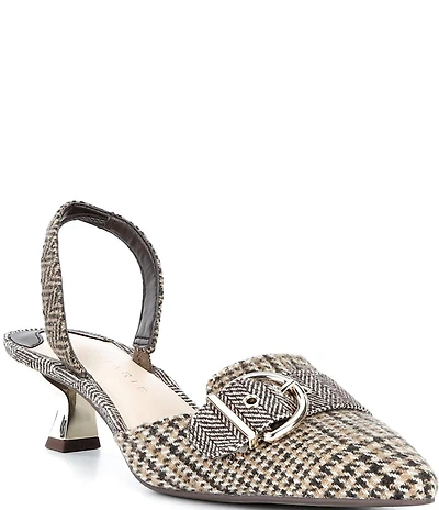 Alex Marie Zell Plaid Buckle Ornament Slingback Pumps