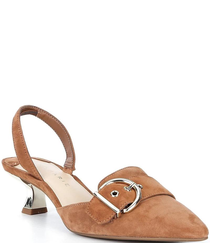 Alex Marie Zell Suede Buckle Hardware Slingback Pumps