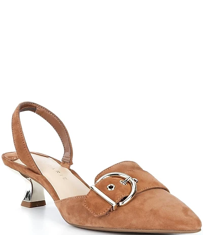 Alex Marie Zell Suede Buckle Hardware Slingback Pumps