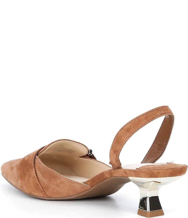 Alex Marie Zell Suede Buckle Hardware Slingback Pumps