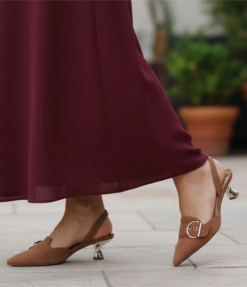 Alex Marie Zell Suede Buckle Hardware Slingback Pumps