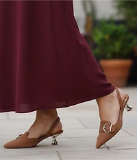 Alex Marie Zell Suede Buckle Hardware Slingback Pumps