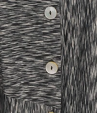 Ali Mile Plus Size Yarn-Dye Knit Abstract Print Point Collar 3/4 Cuff Sleeve Button Front Tunic