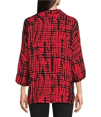 Ali Miles Abstract Brush Stroke Cowl Neck 3/4 Dolman Sleeve Tunic