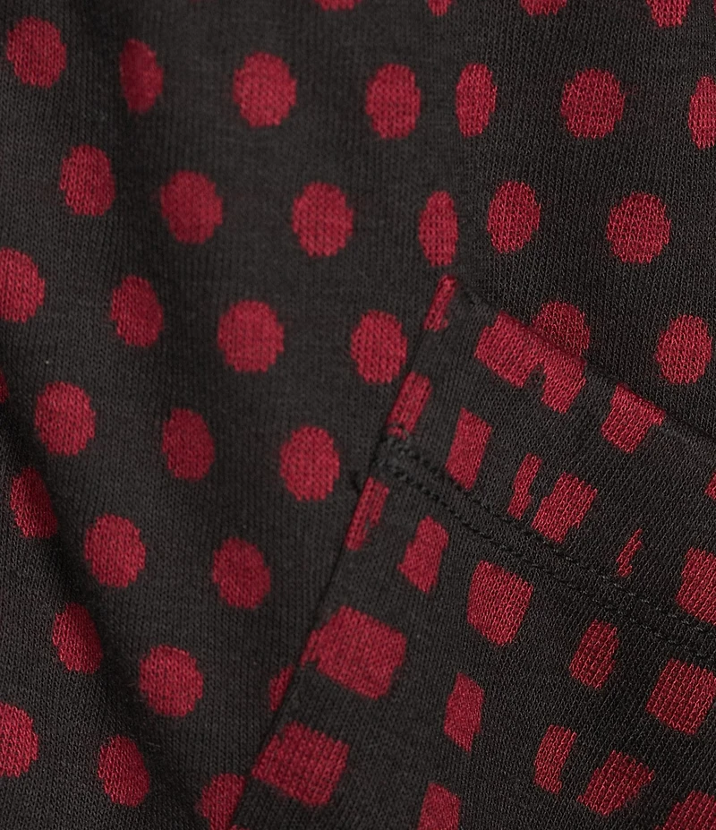 Ali Miles Abstract Dotted Mock Neck Elbow Sleeve Zip-Front Tunic