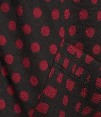 Ali Miles Abstract Dotted Mock Neck Elbow Sleeve Zip-Front Tunic