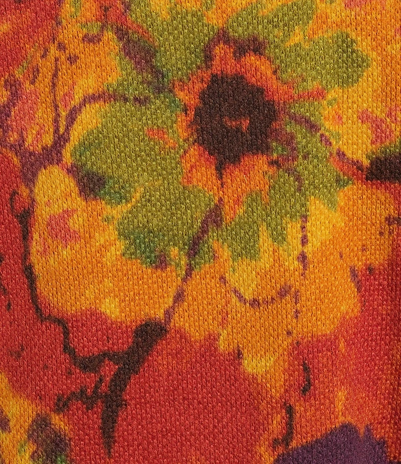 Ali Miles Abstract Floral Cowl Neck 3/4 Sleeve Textured Knit Tunic