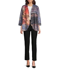 Ali Miles Abstract Multi Media Open Front Jacket
