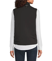 Ali Miles Abstract Print Reversible Mock Neck Sleeveless Zip Front Vest