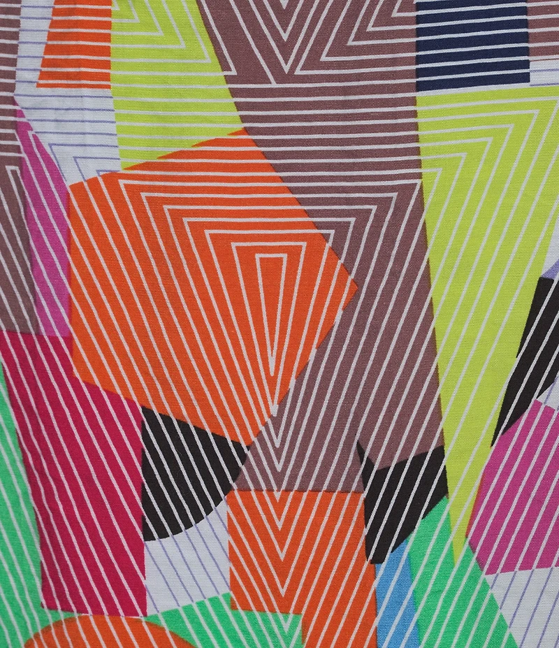 Ali Miles Abstract Print Round Neck 3/4 Dolman Cinch Tie Sleeve Tunic