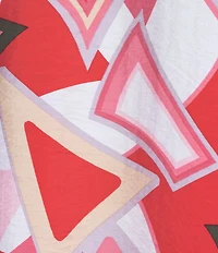Ali Miles Abstract Print Wire Collar 3/4 Cinch Tie Sleeve Tunic
