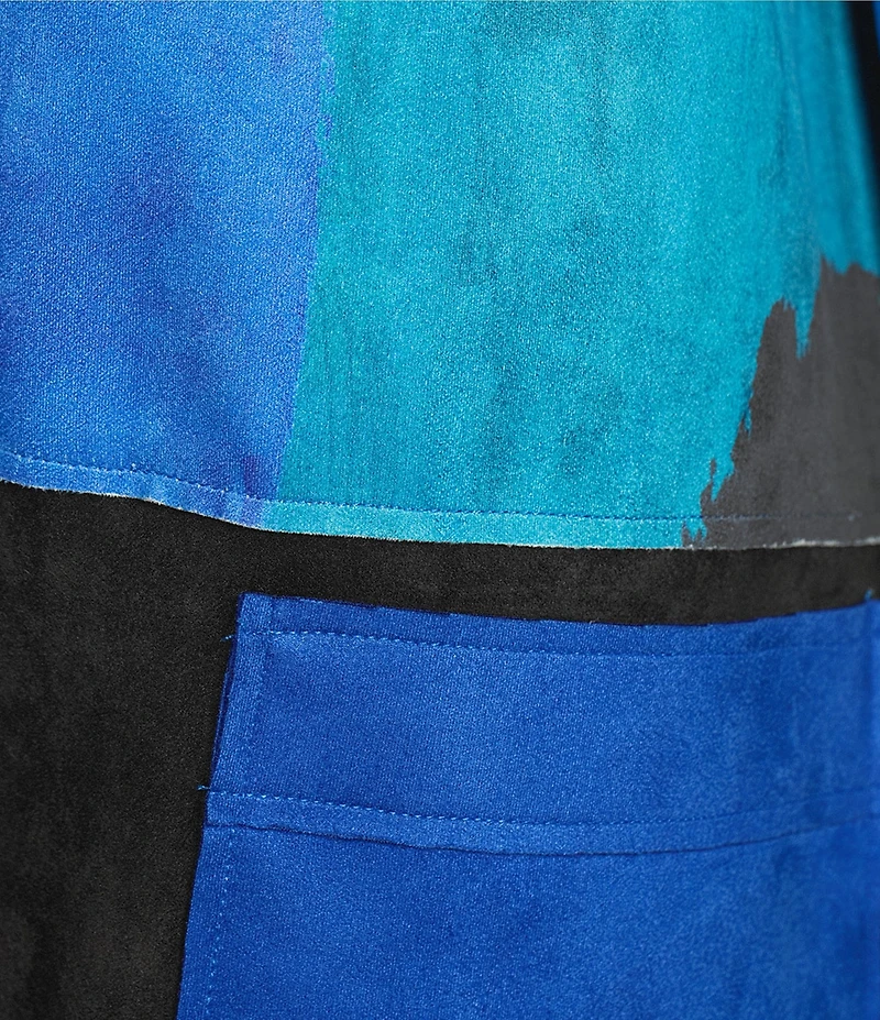 Ali Miles Faux Suede Abstract 3/4 Sleeve Button Front Jacket