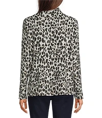 Ali Miles Brushed Knit Animal Print Mock Neck Long Sleeve Pop-Over Tunic
