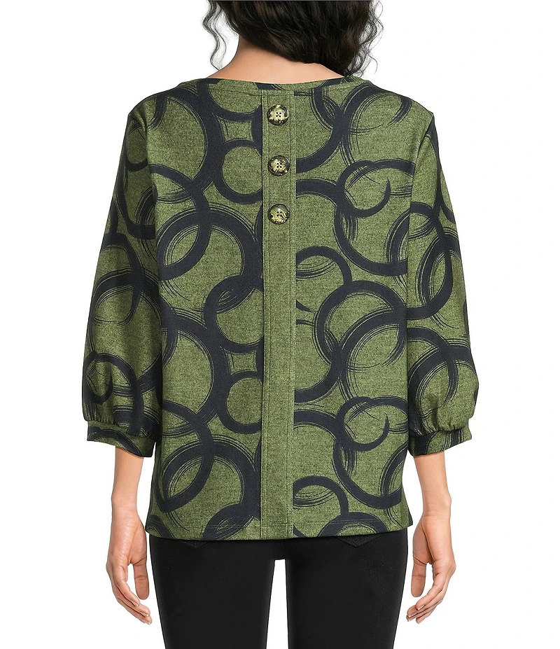 Ali Miles Brushed Knit Round Neck 3/4 Sleeve Tunic