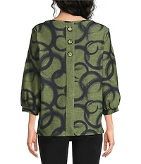 Ali Miles Brushed Knit Round Neck 3/4 Sleeve Tunic