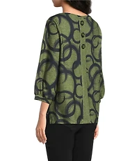 Ali Miles Brushed Knit Round Neck 3/4 Sleeve Tunic
