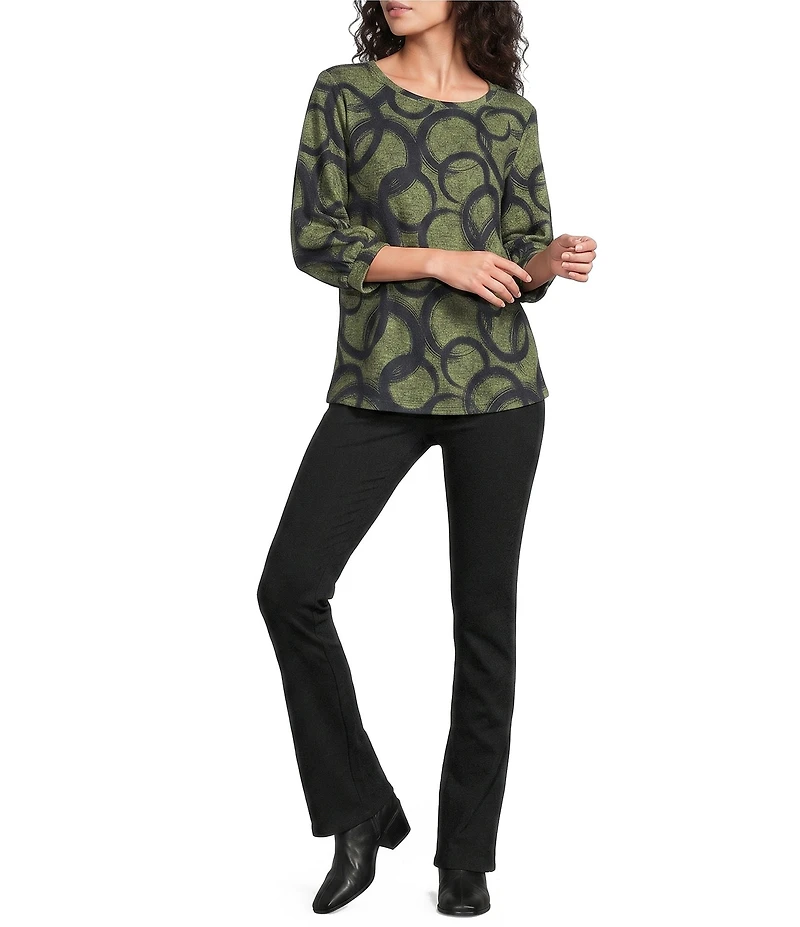 Ali Miles Brushed Knit Round Neck 3/4 Sleeve Tunic