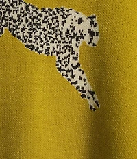 Ali Miles Cheetah Jacquard Print Mock Neck Long Sleeve Popover Sweater