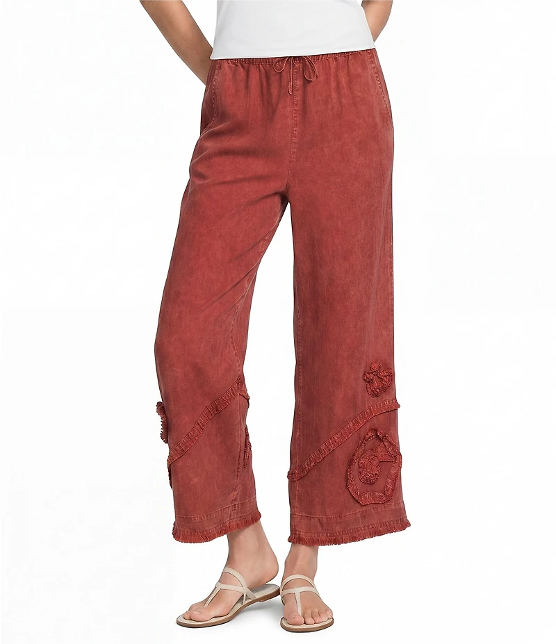 Ali Miles Coordinating Applique Drawstring Straight Pull-On Pants