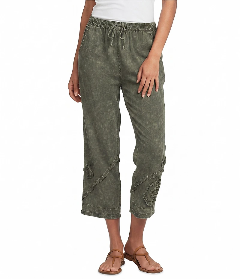 Ali Miles Coordinating Applique Drawstring Straight Pull-On Pants