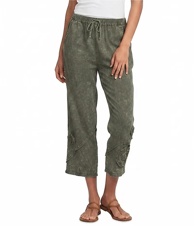 Ali Miles Coordinating Applique Drawstring Straight Pull-On Pants