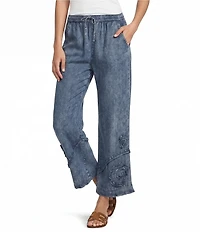 Ali Miles Coordinating Applique Drawstring Straight Pull-On Pants