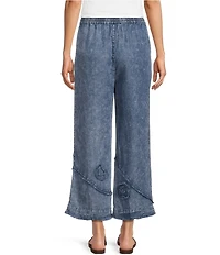 Ali Miles Coordinating Applique Drawstring Straight Pull-On Pants