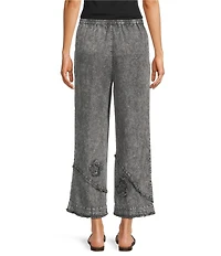 Ali Miles Coordinating Applique Drawstring Straight Pull-On Pants