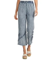 Ali Miles Coordinating Applique Drawstring Straight Pull-On Pants