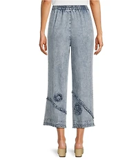 Ali Miles Coordinating Applique Drawstring Straight Pull-On Pants