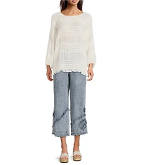 Ali Miles Coordinating Applique Drawstring Straight Pull-On Pants