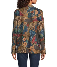 Ali Miles Floral Geometric Tapestry Print V-Neck Long Sleeve Knit Tunic