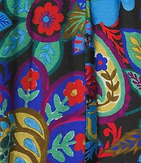 Ali Miles Floral Wire Collar 3/4 Sleeve Button-Front Tunic