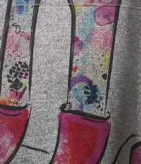 Ali Miles Hatchi Knit Novelty Cat Print Front And Back Cowl Neck 3/4 Dolman Sleeve Top