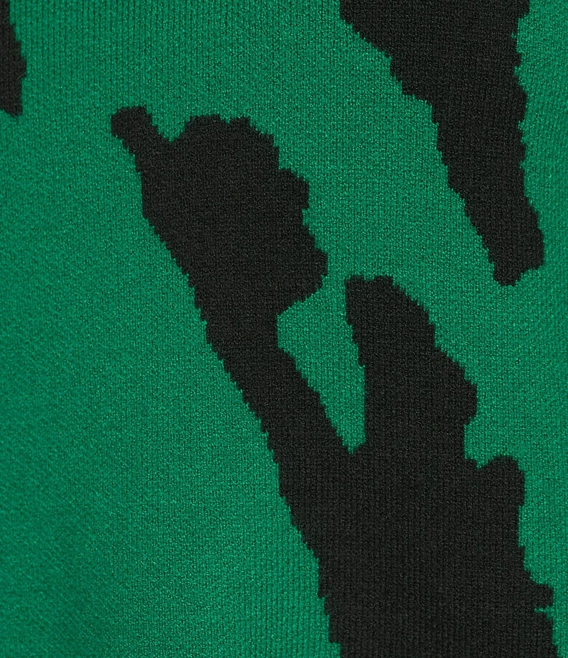 Ali Miles Jacquard Knit Abstract Stripe Split Cowl Zipper Neck Long Sleeve Pop-Over Sweater