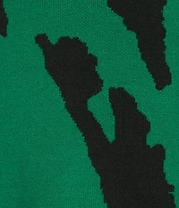 Ali Miles Jacquard Knit Abstract Stripe Split Cowl Zipper Neck Long Sleeve Pop-Over Sweater