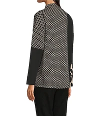 Ali Miles Jacquard Knit Funnel Neck Long Sleeve Tunic