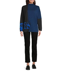 Ali Miles Jacquard Knit Funnel Neck Long Sleeve Tunic