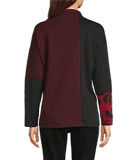Ali Miles Jacquard Knit Funnel Neck Long Sleeve Tunic