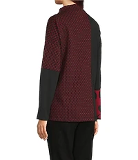 Ali Miles Jacquard Knit Funnel Neck Long Sleeve Tunic