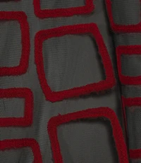 Ali Miles Jacquard Knit Mesh Square Embroider Point Collar 3/4 Sleeve Button Front Jacket