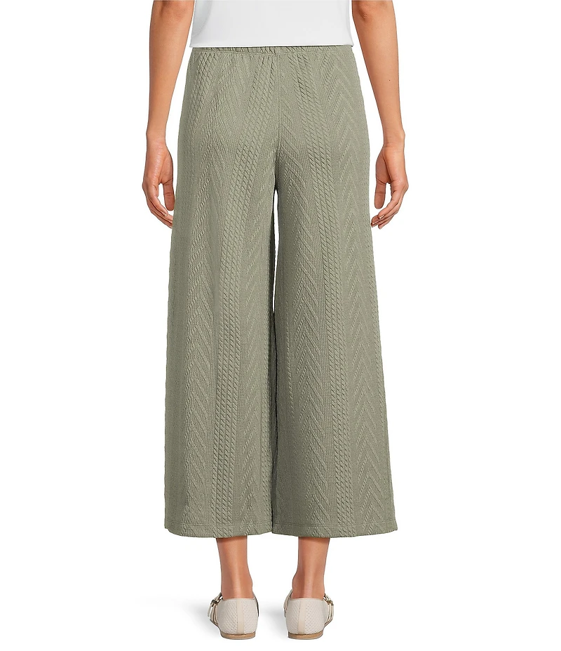 Ali Miles Jacquard Knit Wide Leg Pull On Crop Pants